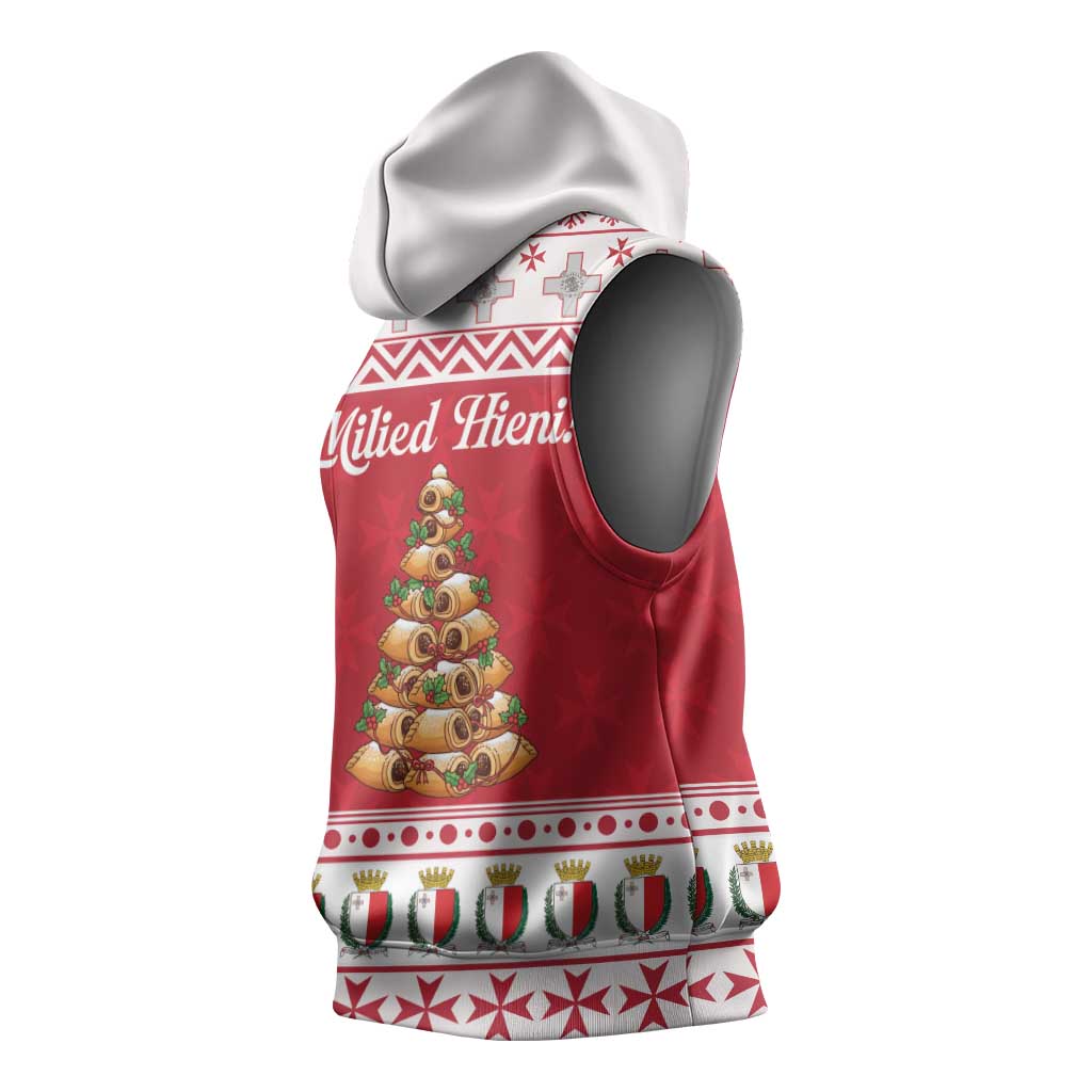 Traditional Maltese Imqaret Pastry Sleeveless Hoodie Malta Imqaret Christmas Tree - Wonder Print Shop