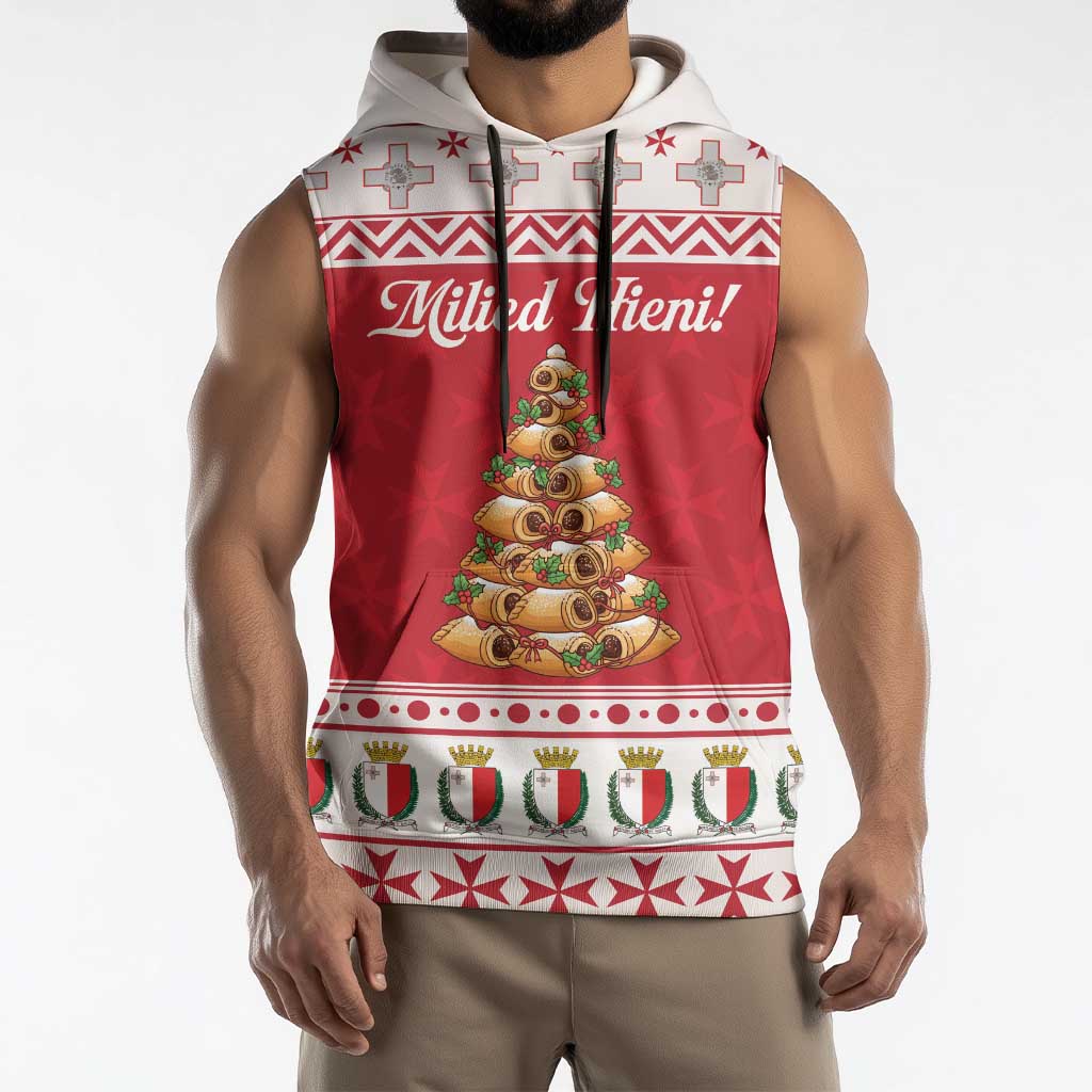 Traditional Maltese Imqaret Pastry Sleeveless Hoodie Malta Imqaret Christmas Tree - Wonder Print Shop