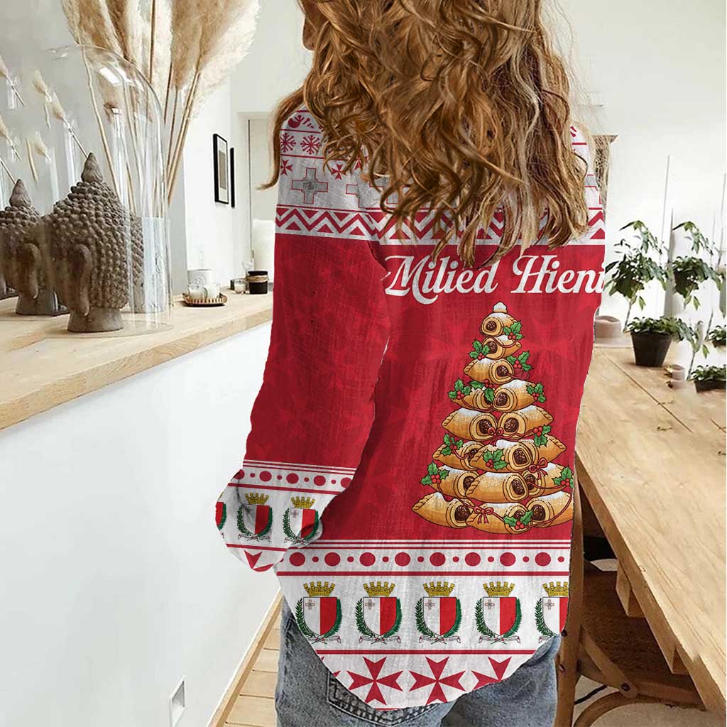 Traditional Maltese Imqaret Pastry Women Casual Shirt Malta Imqaret Christmas Tree - Wonder Print Shop