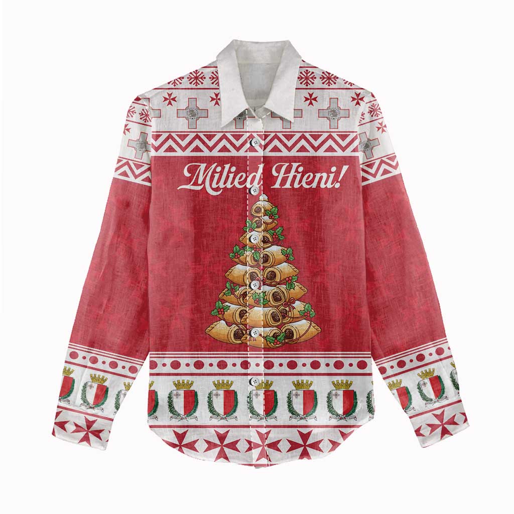 Traditional Maltese Imqaret Pastry Women Casual Shirt Malta Imqaret Christmas Tree - Wonder Print Shop