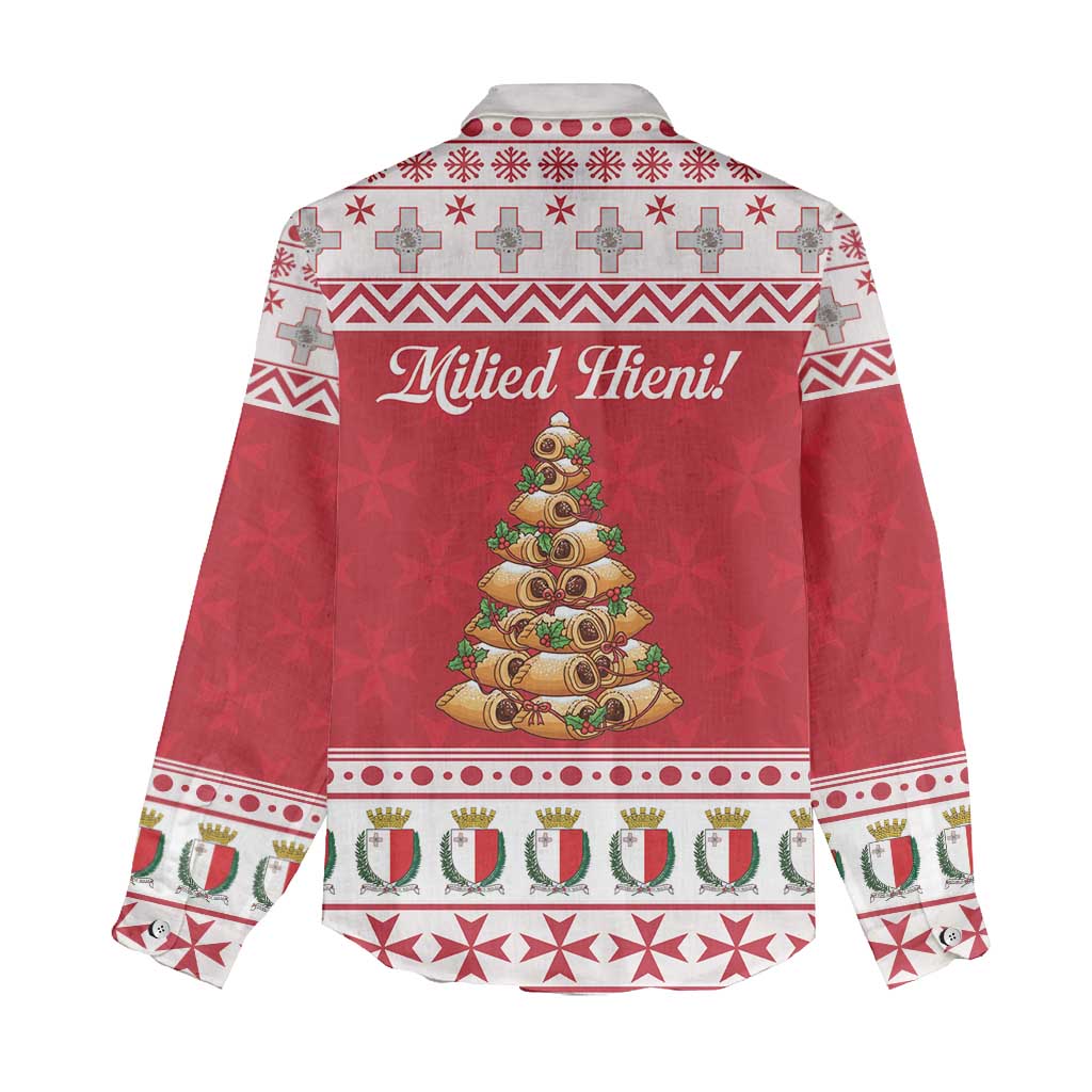 Traditional Maltese Imqaret Pastry Women Casual Shirt Malta Imqaret Christmas Tree - Wonder Print Shop