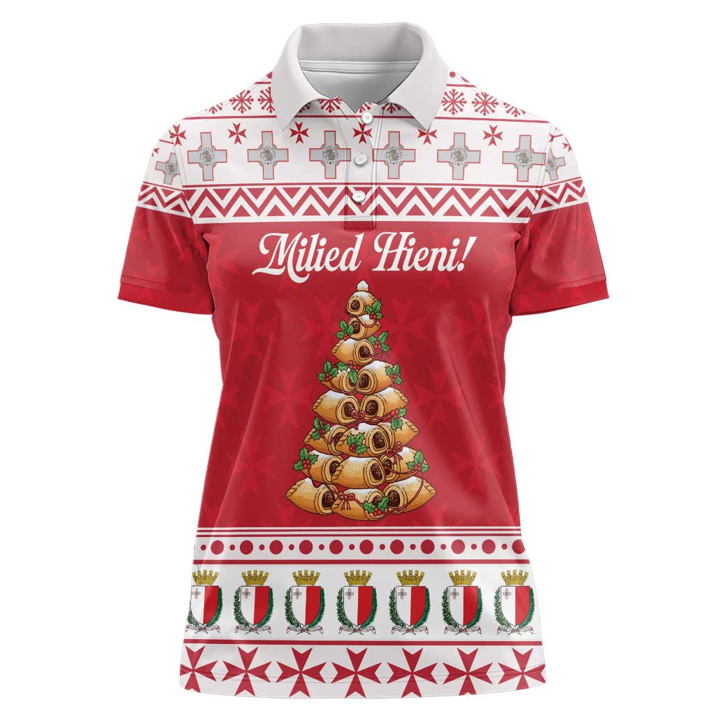 Traditional Maltese Imqaret Pastry Women Polo Shirt Malta Imqaret Christmas Tree - Wonder Print Shop