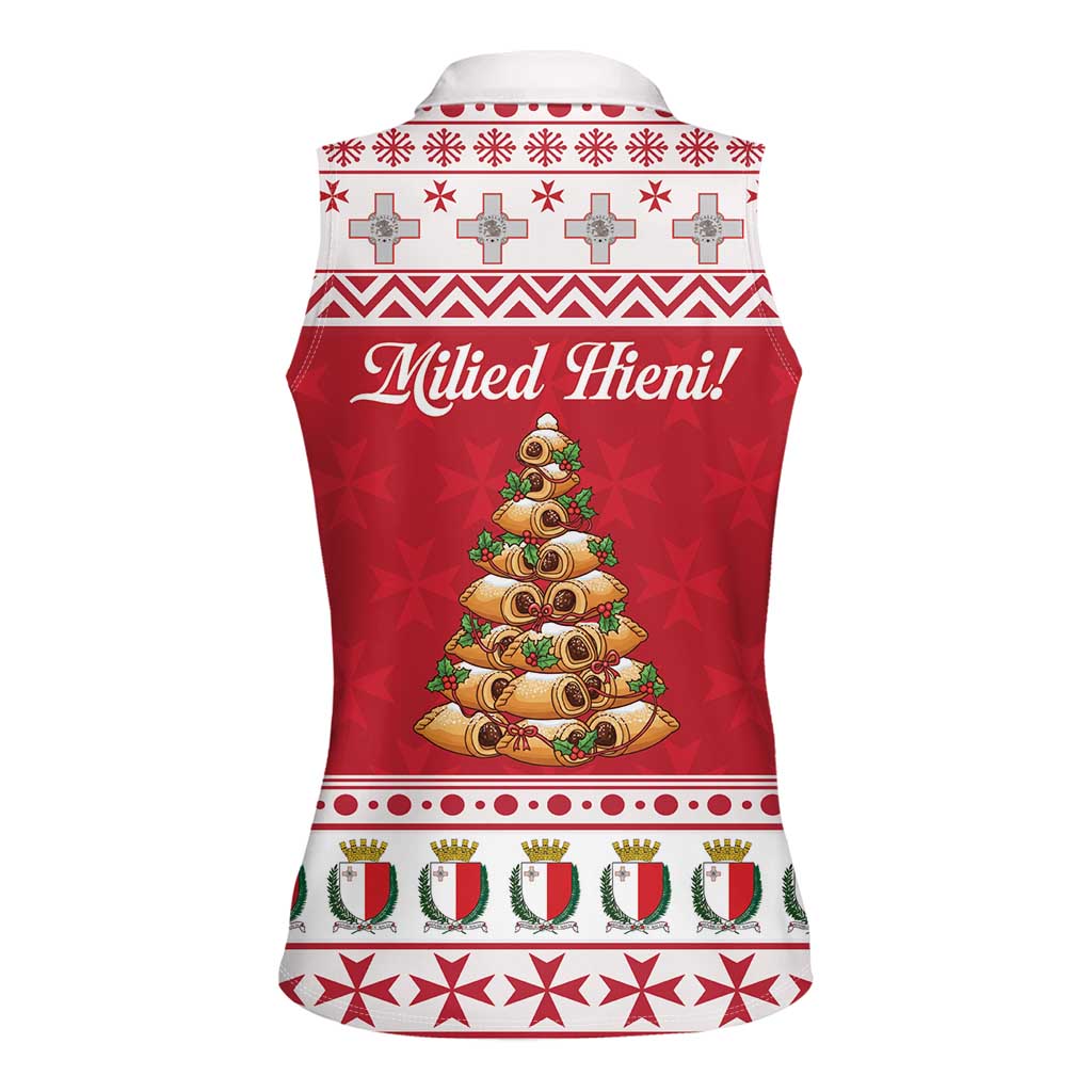 Traditional Maltese Imqaret Pastry Women Sleeveless Polo Shirt Malta Imqaret Christmas Tree - Wonder Print Shop