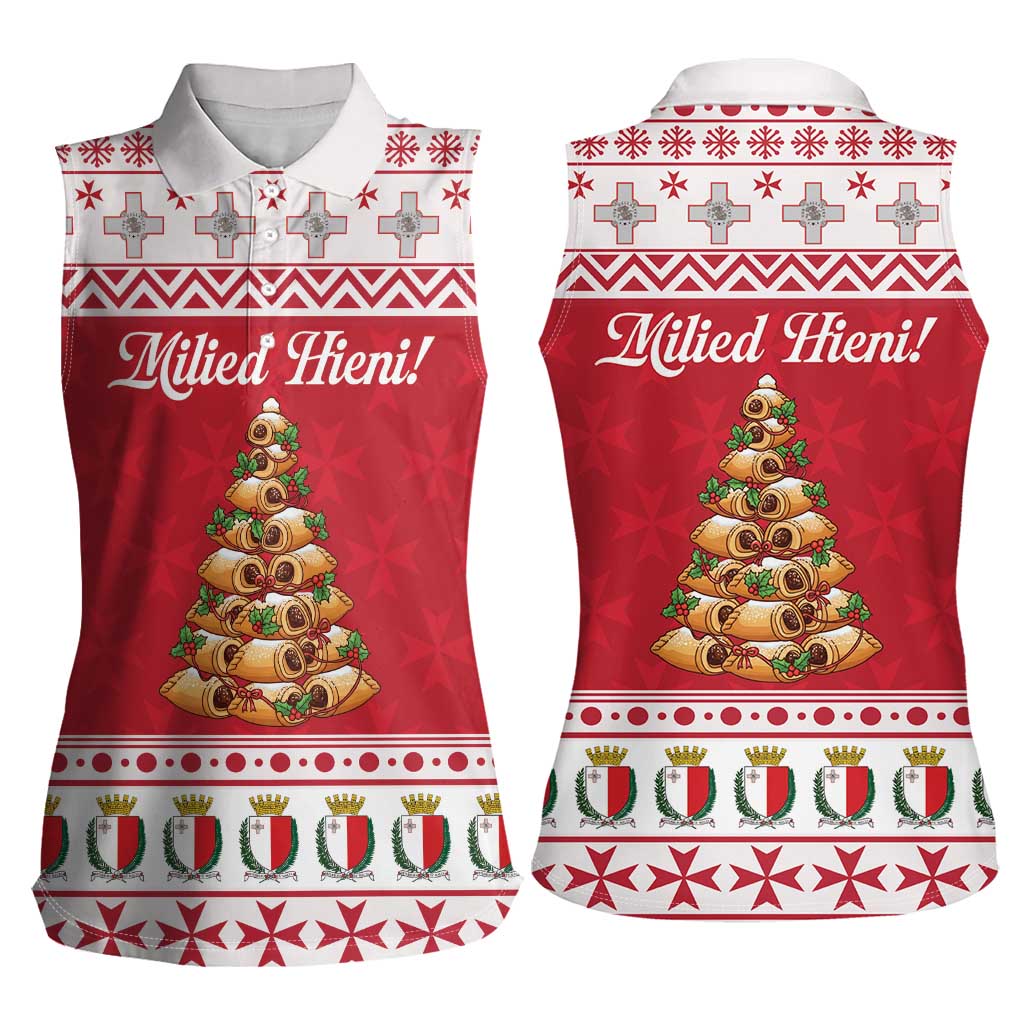 Traditional Maltese Imqaret Pastry Women Sleeveless Polo Shirt Malta Imqaret Christmas Tree - Wonder Print Shop