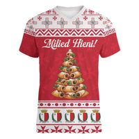 Traditional Maltese Imqaret Pastry Women V-Neck T-Shirt Malta Imqaret Christmas Tree - Wonder Print Shop