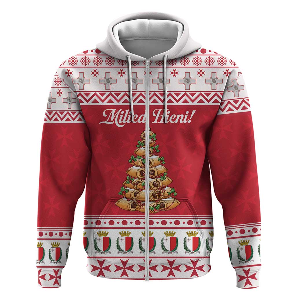 Traditional Maltese Imqaret Pastry Zip Hoodie Malta Imqaret Christmas Tree - Wonder Print Shop