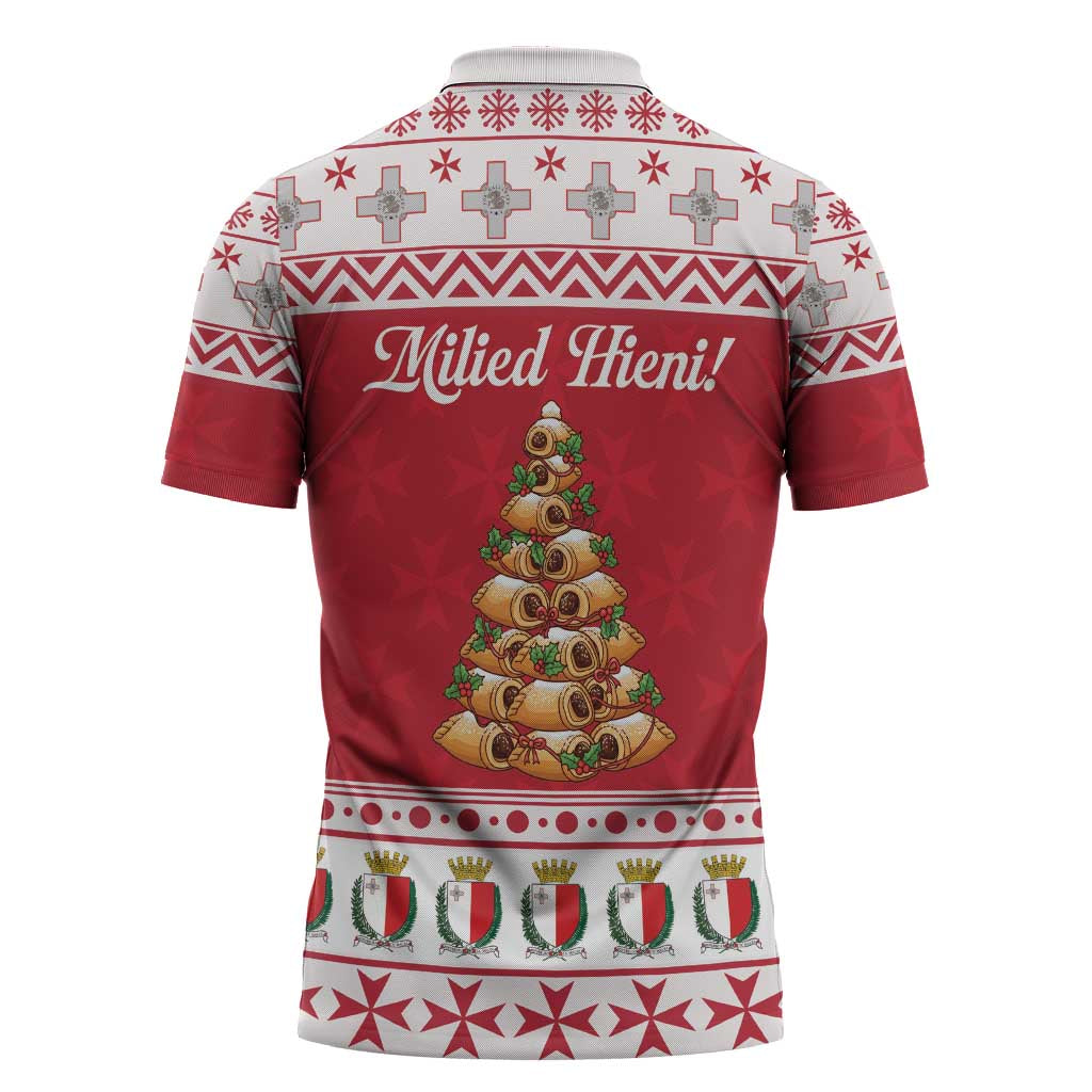Traditional Maltese Imqaret Pastry Zipper Polo Shirt Malta Imqaret Christmas Tree - Wonder Print Shop