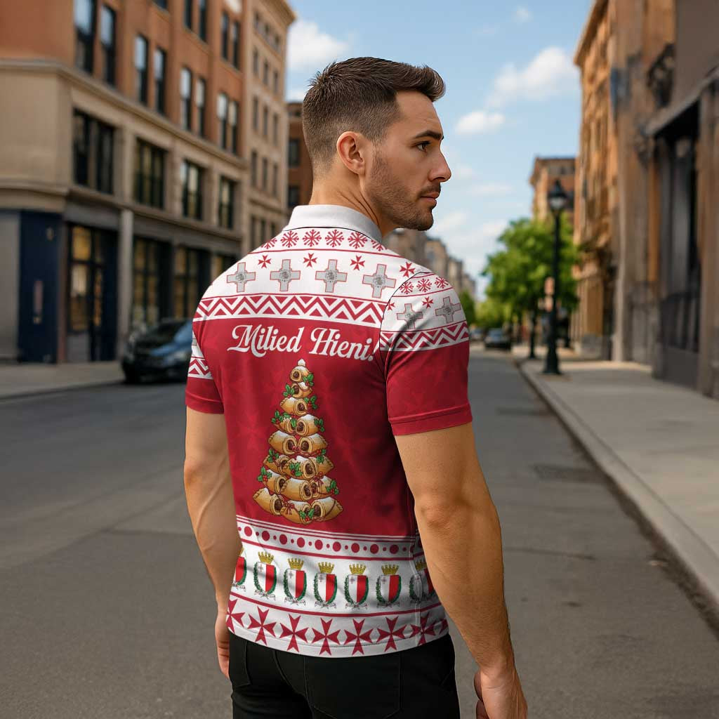 Traditional Maltese Imqaret Pastry Zipper Polo Shirt Malta Imqaret Christmas Tree - Wonder Print Shop