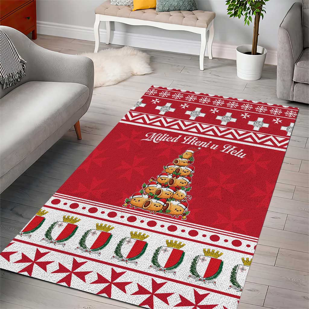 Cute Maltese Imqaret Pastry Christmas Area Rug Christmas Joy in Malta - Wonder Print Shop