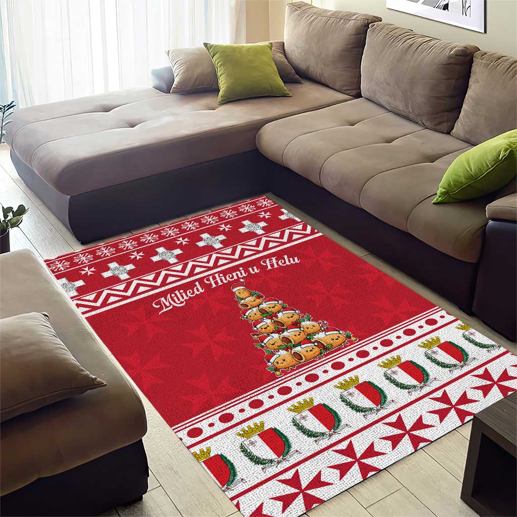 Cute Maltese Imqaret Pastry Christmas Area Rug Christmas Joy in Malta - Wonder Print Shop