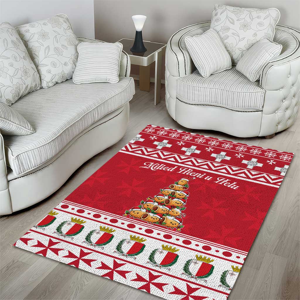 Cute Maltese Imqaret Pastry Christmas Area Rug Christmas Joy in Malta - Wonder Print Shop