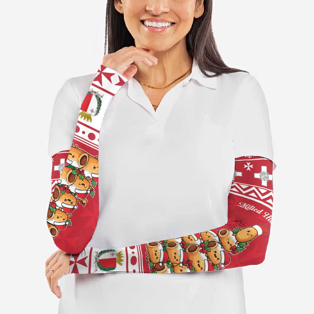 Cute Maltese Imqaret Pastry Christmas Arm Sleeves Christmas Joy in Malta - Wonder Print Shop