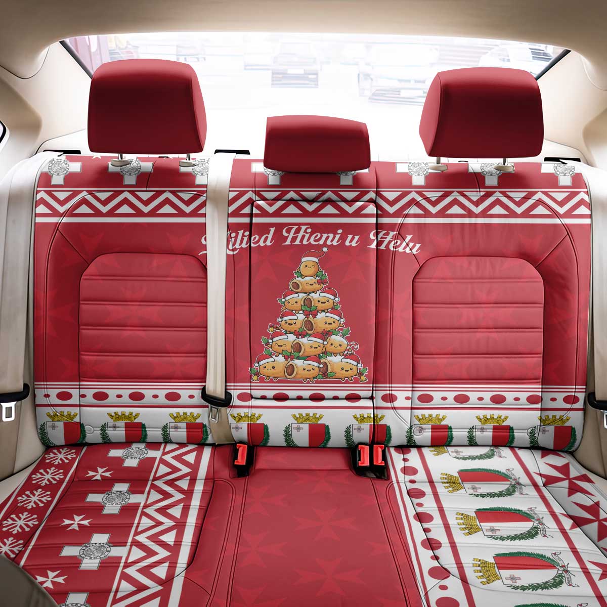 Cute Maltese Imqaret Pastry Christmas Back Car Seat Cover Christmas Joy in Malta - Wonder Print Shop