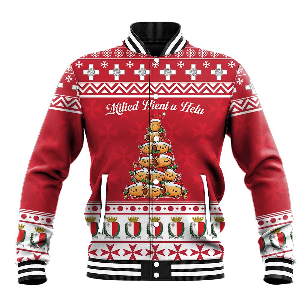 Cute Maltese Imqaret Pastry Christmas Baseball Jacket Christmas Joy in Malta - Wonder Print Shop