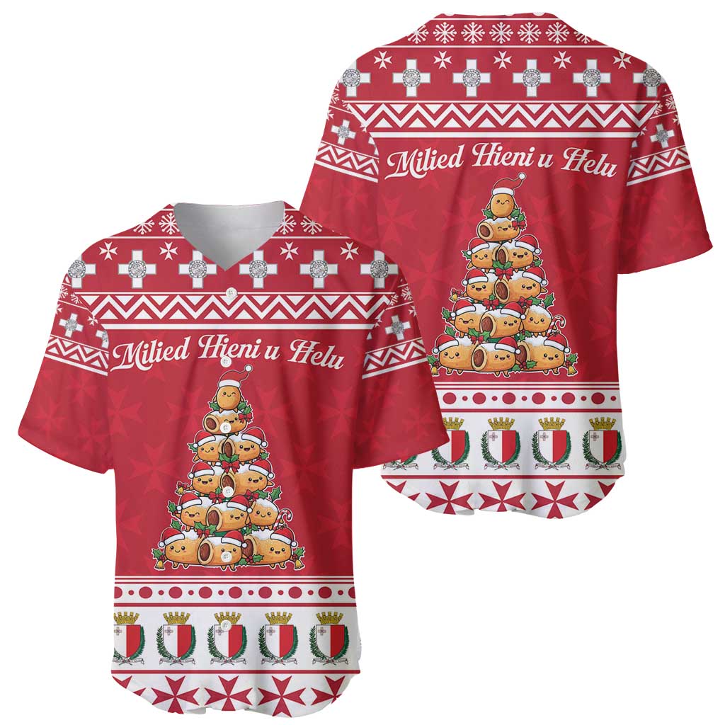 Cute Maltese Imqaret Pastry Christmas Baseball Jersey Christmas Joy in Malta - Wonder Print Shop