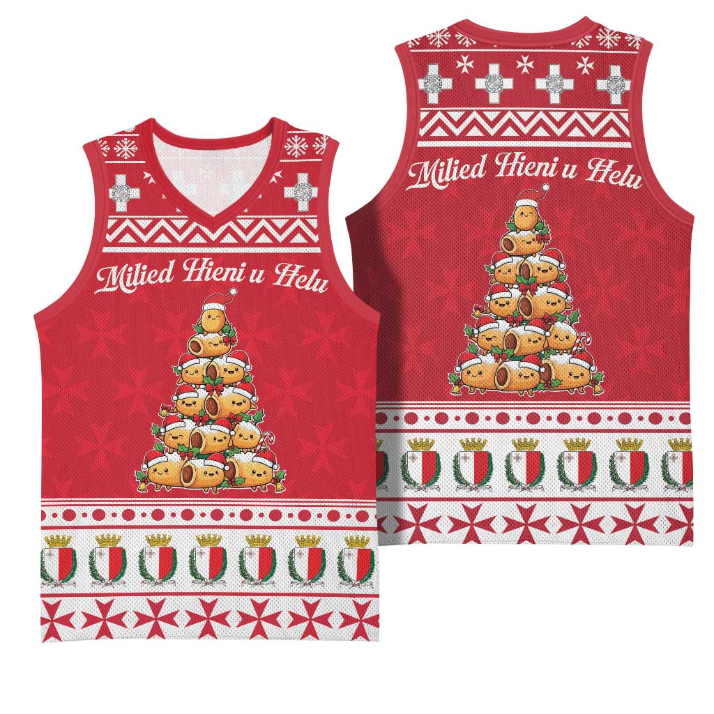 Cute Maltese Imqaret Pastry Christmas Basketball Jersey Christmas Joy in Malta - Wonder Print Shop