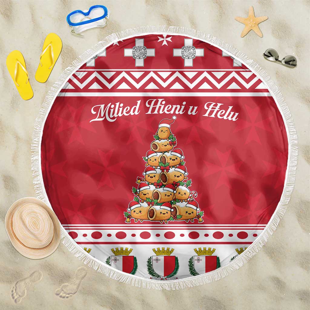 Cute Maltese Imqaret Pastry Christmas Beach Blanket Christmas Joy in Malta - Wonder Print Shop
