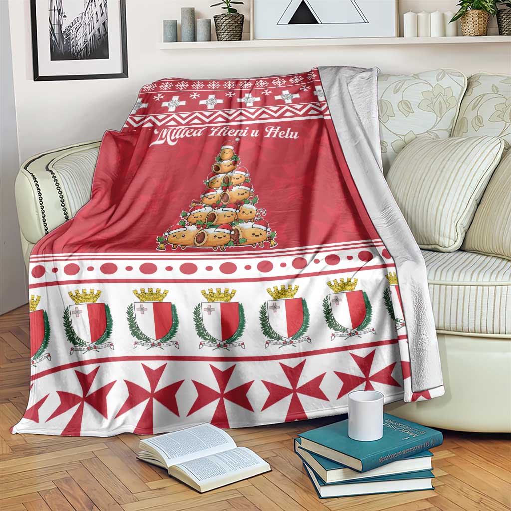 Cute Maltese Imqaret Pastry Christmas Blanket Christmas Joy in Malta - Wonder Print Shop