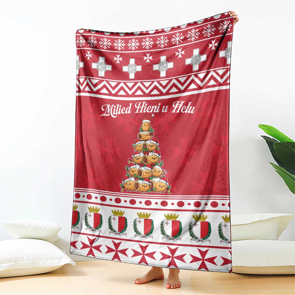 Cute Maltese Imqaret Pastry Christmas Blanket Christmas Joy in Malta - Wonder Print Shop