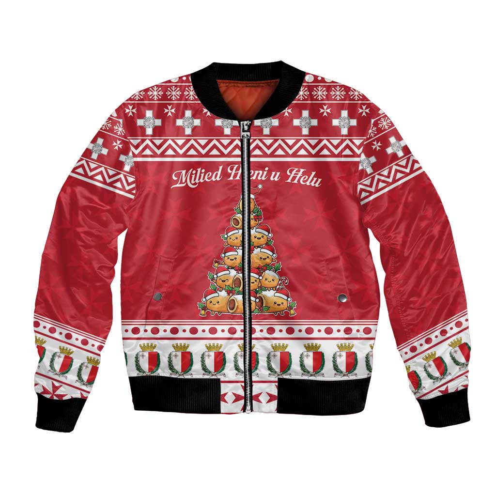 Cute Maltese Imqaret Pastry Christmas Bomber Jacket Christmas Joy in Malta - Wonder Print Shop