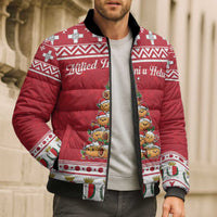 Cute Maltese Imqaret Pastry Christmas Bomber Puffer Jacket Christmas Joy in Malta - Wonder Print Shop