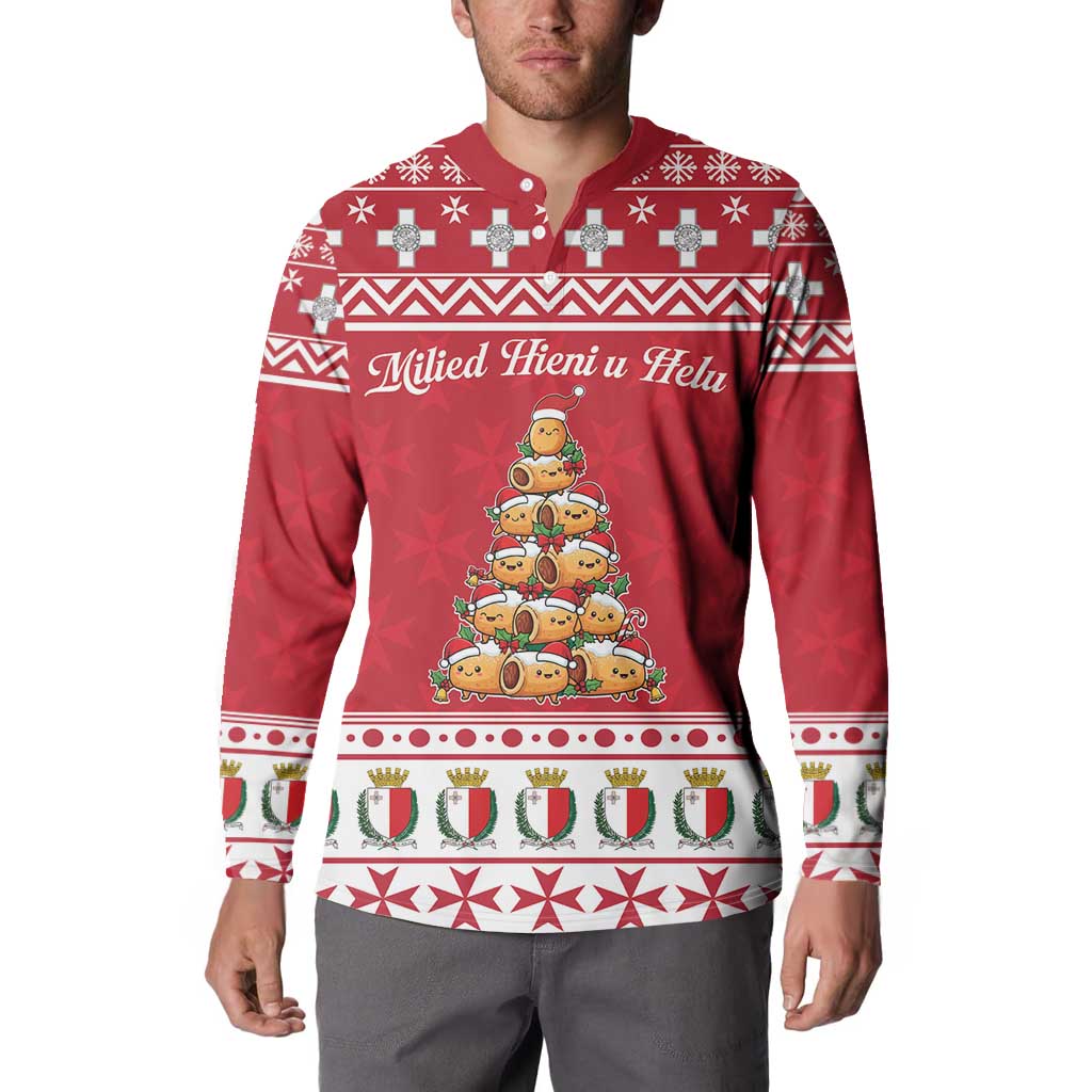 Cute Maltese Imqaret Pastry Christmas Button Sweatshirt Christmas Joy in Malta - Wonder Print Shop