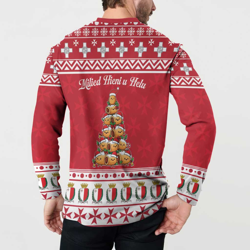 Cute Maltese Imqaret Pastry Christmas Button Sweatshirt Christmas Joy in Malta - Wonder Print Shop