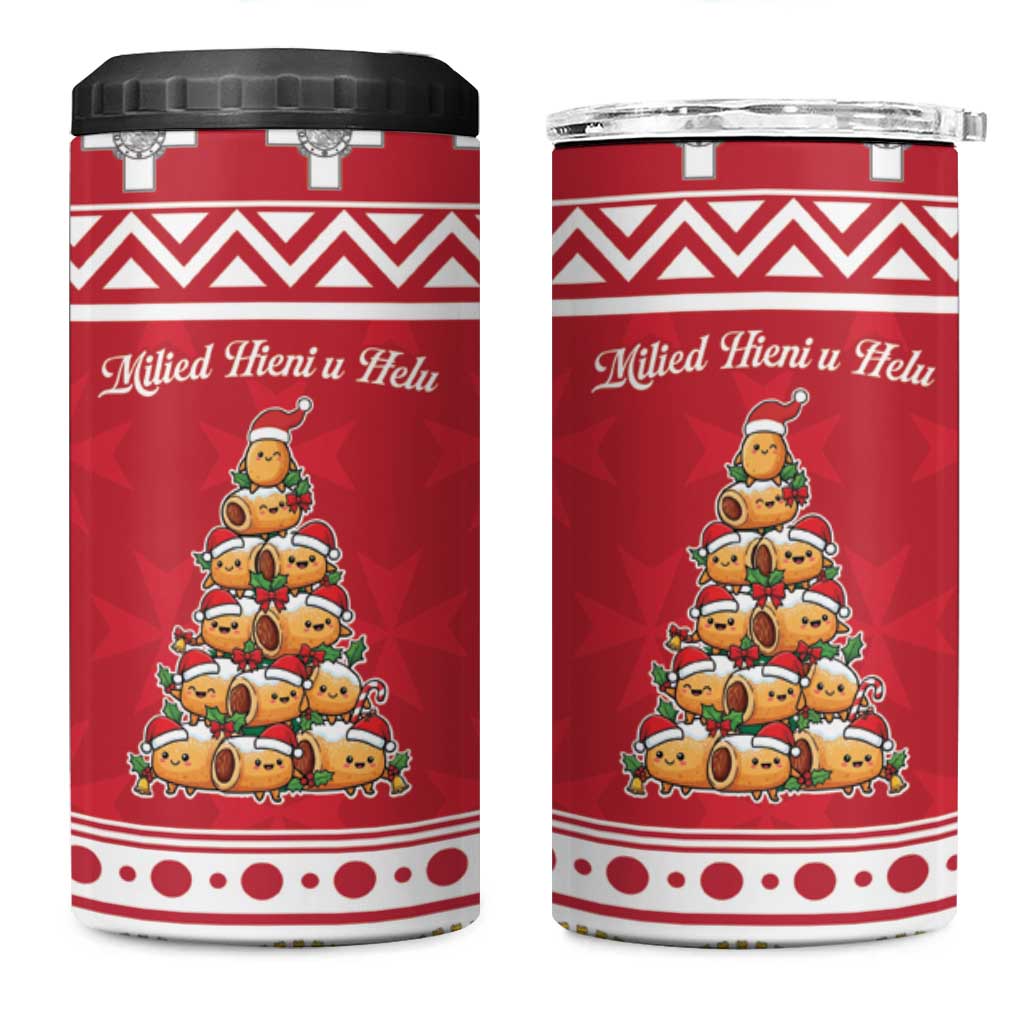 Cute Maltese Imqaret Pastry Christmas 4 in 1 Can Cooler Tumbler Christmas Joy in Malta - Wonder Print Shop