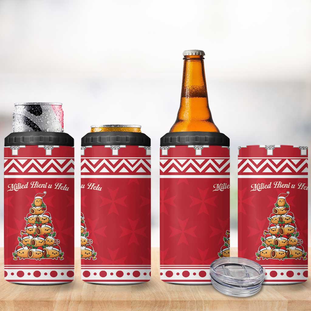 Cute Maltese Imqaret Pastry Christmas 4 in 1 Can Cooler Tumbler Christmas Joy in Malta - Wonder Print Shop