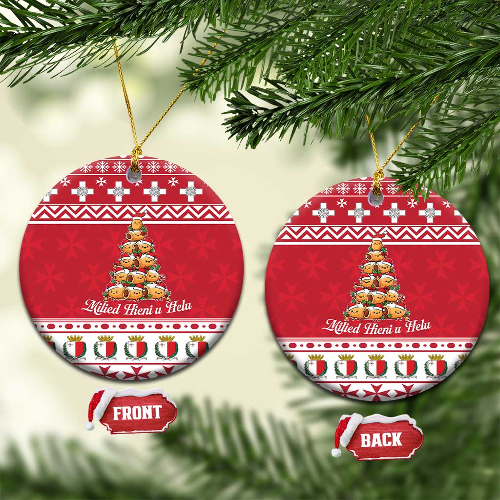 Cute Maltese Imqaret Pastry Christmas Ceramic Ornament Christmas Joy in Malta - Wonder Print Shop