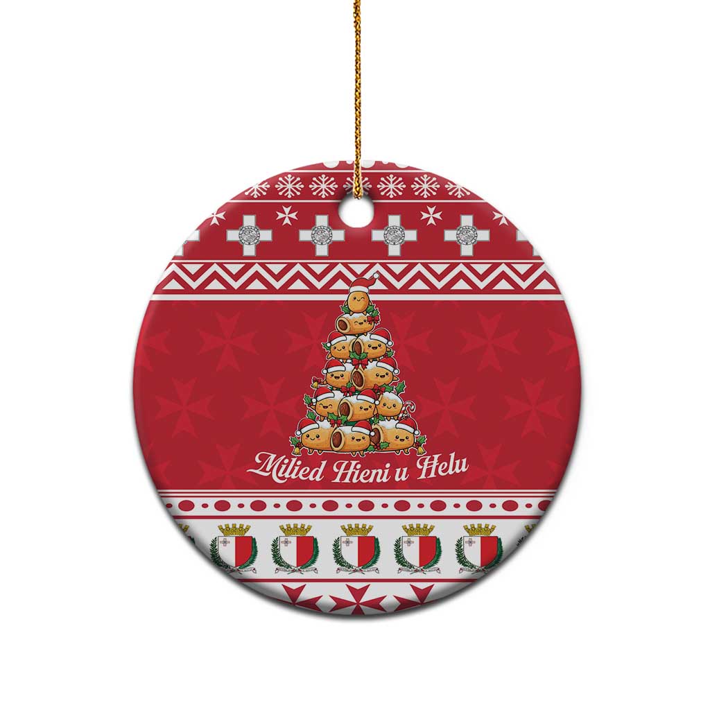 Cute Maltese Imqaret Pastry Christmas Ceramic Ornament Christmas Joy in Malta - Wonder Print Shop