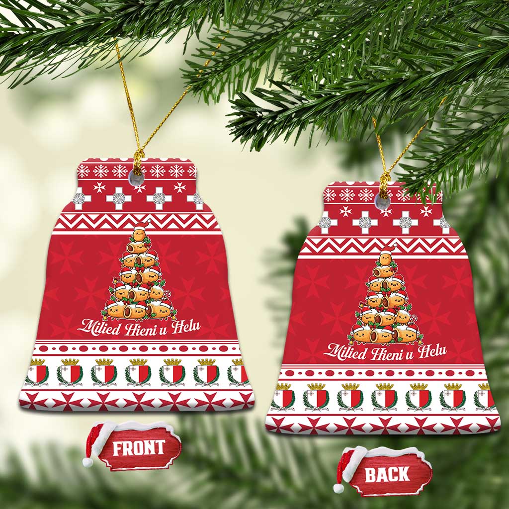 Cute Maltese Imqaret Pastry Christmas Ceramic Ornament Christmas Joy in Malta - Wonder Print Shop