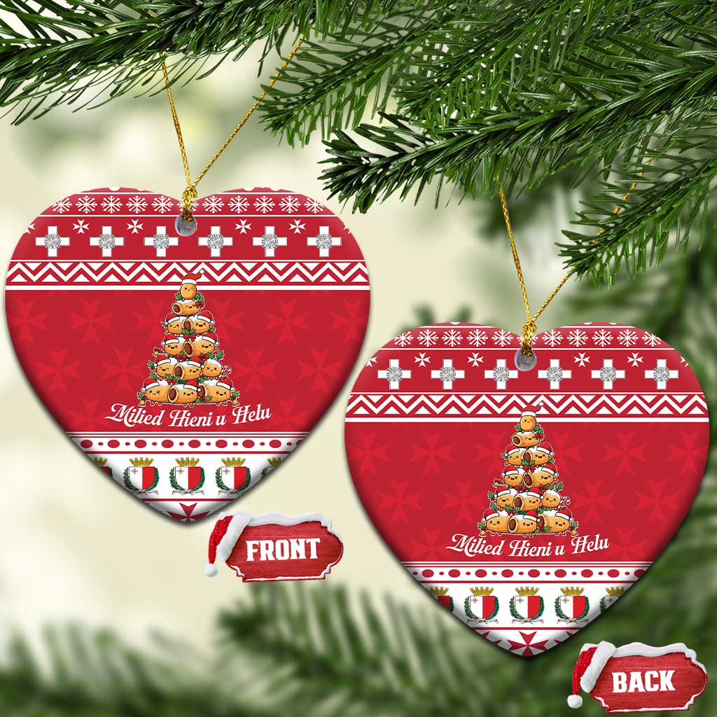 Cute Maltese Imqaret Pastry Christmas Ceramic Ornament Christmas Joy in Malta - Wonder Print Shop