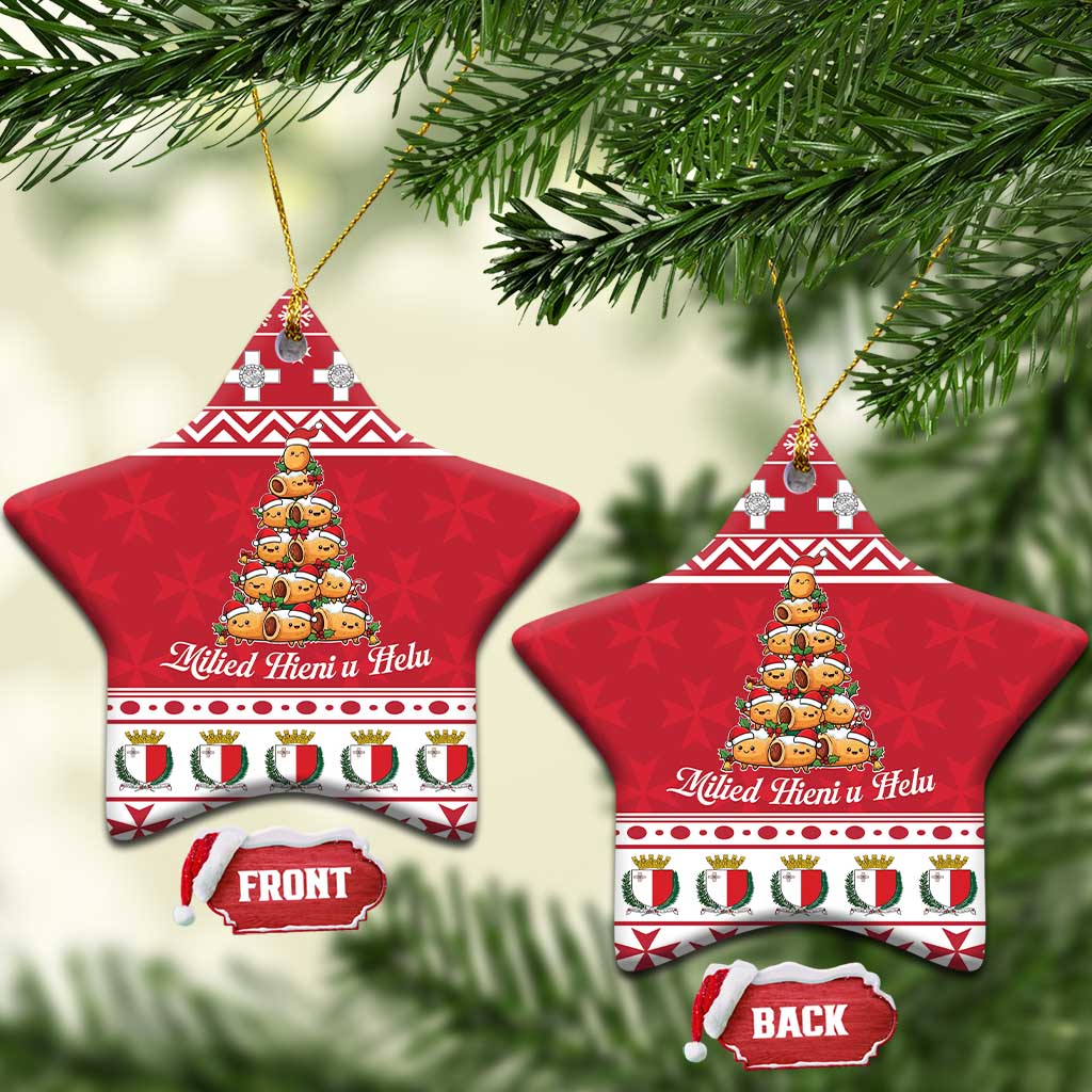 Cute Maltese Imqaret Pastry Christmas Ceramic Ornament Christmas Joy in Malta - Wonder Print Shop