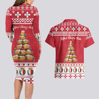 Cute Maltese Imqaret Pastry Christmas Couples Matching Long Sleeve Bodycon Dress and Hawaiian Shirt Christmas Joy in Malta - Wonder Print Shop