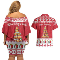 Cute Maltese Imqaret Pastry Christmas Couples Matching Off Shoulder Short Dress and Hawaiian Shirt Christmas Joy in Malta - Wonder Print Shop