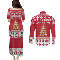 Cute Maltese Imqaret Pastry Christmas Couples Matching Puletasi and Long Sleeve Button Shirt Christmas Joy in Malta - Wonder Print Shop