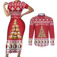 Cute Maltese Imqaret Pastry Christmas Couples Matching Short Sleeve Bodycon Dress and Long Sleeve Button Shirt Christmas Joy in Malta - Wonder Print Shop