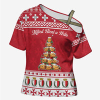 Cute Maltese Imqaret Pastry Christmas Cross Shoulder Shirt Christmas Joy in Malta - Wonder Print Shop