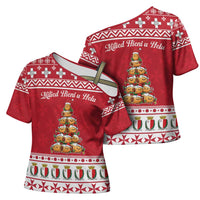 Cute Maltese Imqaret Pastry Christmas Cross Shoulder Shirt Christmas Joy in Malta - Wonder Print Shop