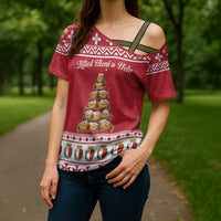 Cute Maltese Imqaret Pastry Christmas Cross Shoulder Shirt Christmas Joy in Malta - Wonder Print Shop