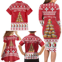 Cute Maltese Imqaret Pastry Christmas Family Matching Long Sleeve Bodycon Dress and Hawaiian Shirt Christmas Joy in Malta - Wonder Print Shop