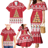 Cute Maltese Imqaret Pastry Christmas Family Matching Mermaid Dress and Hawaiian Shirt Christmas Joy in Malta - Wonder Print Shop