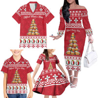 Cute Maltese Imqaret Pastry Christmas Family Matching Off The Shoulder Long Sleeve Dress and Hawaiian Shirt Christmas Joy in Malta - Wonder Print Shop