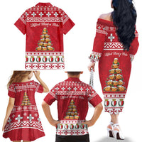 Cute Maltese Imqaret Pastry Christmas Family Matching Off The Shoulder Long Sleeve Dress and Hawaiian Shirt Christmas Joy in Malta - Wonder Print Shop