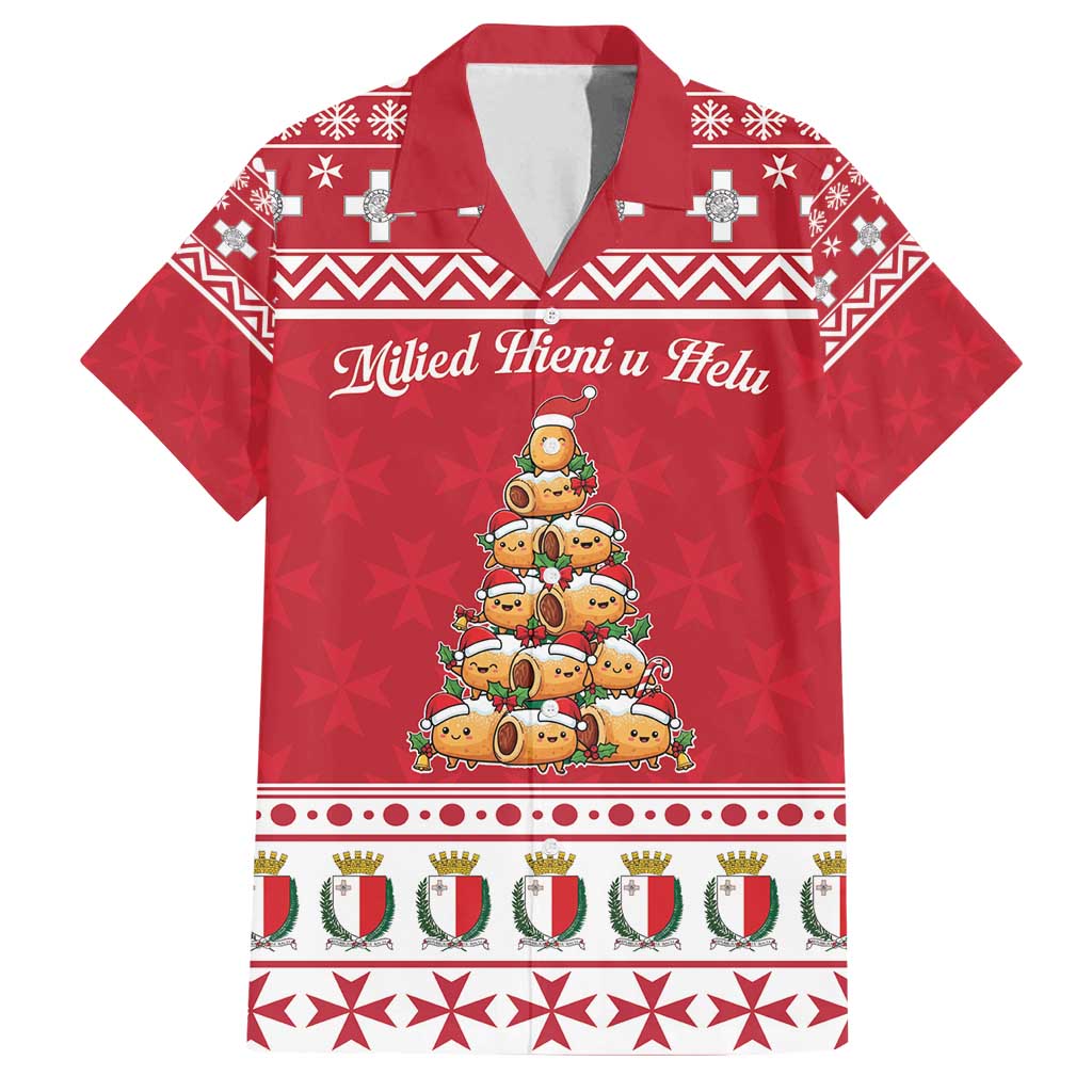 Cute Maltese Imqaret Pastry Christmas Family Matching Off Shoulder Maxi Dress and Hawaiian Shirt Christmas Joy in Malta - Wonder Print Shop