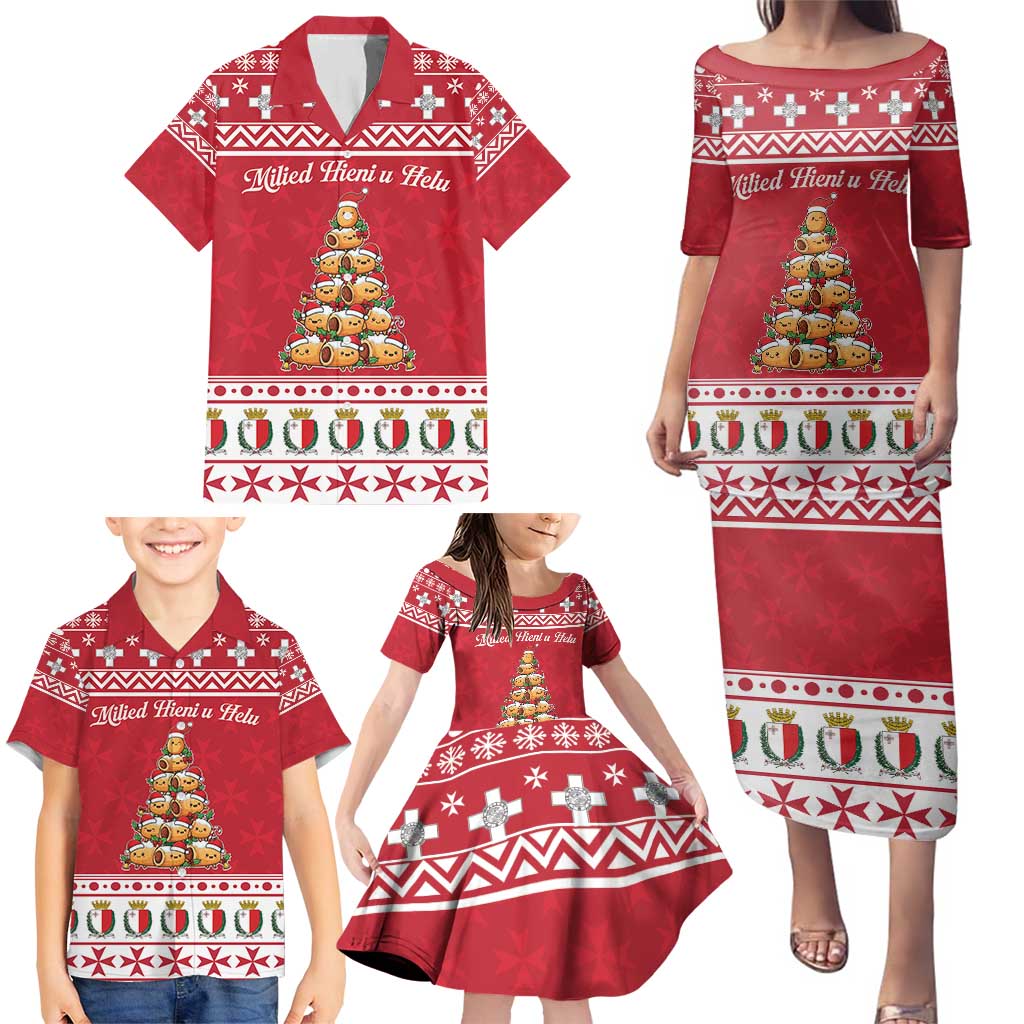 Cute Maltese Imqaret Pastry Christmas Family Matching Puletasi and Hawaiian Shirt Christmas Joy in Malta - Wonder Print Shop