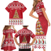 Cute Maltese Imqaret Pastry Christmas Family Matching Short Sleeve Bodycon Dress and Hawaiian Shirt Christmas Joy in Malta - Wonder Print Shop