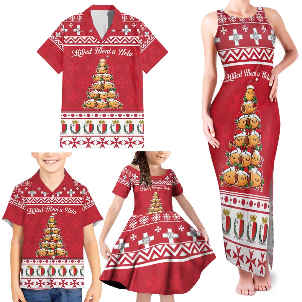 Cute Maltese Imqaret Pastry Christmas Family Matching Tank Maxi Dress and Hawaiian Shirt Christmas Joy in Malta - Wonder Print Shop