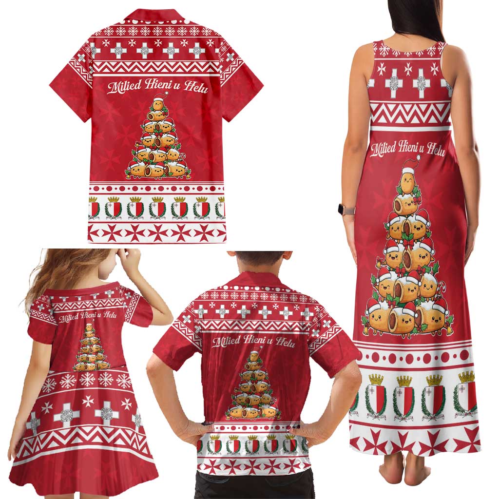 Cute Maltese Imqaret Pastry Christmas Family Matching Tank Maxi Dress and Hawaiian Shirt Christmas Joy in Malta - Wonder Print Shop
